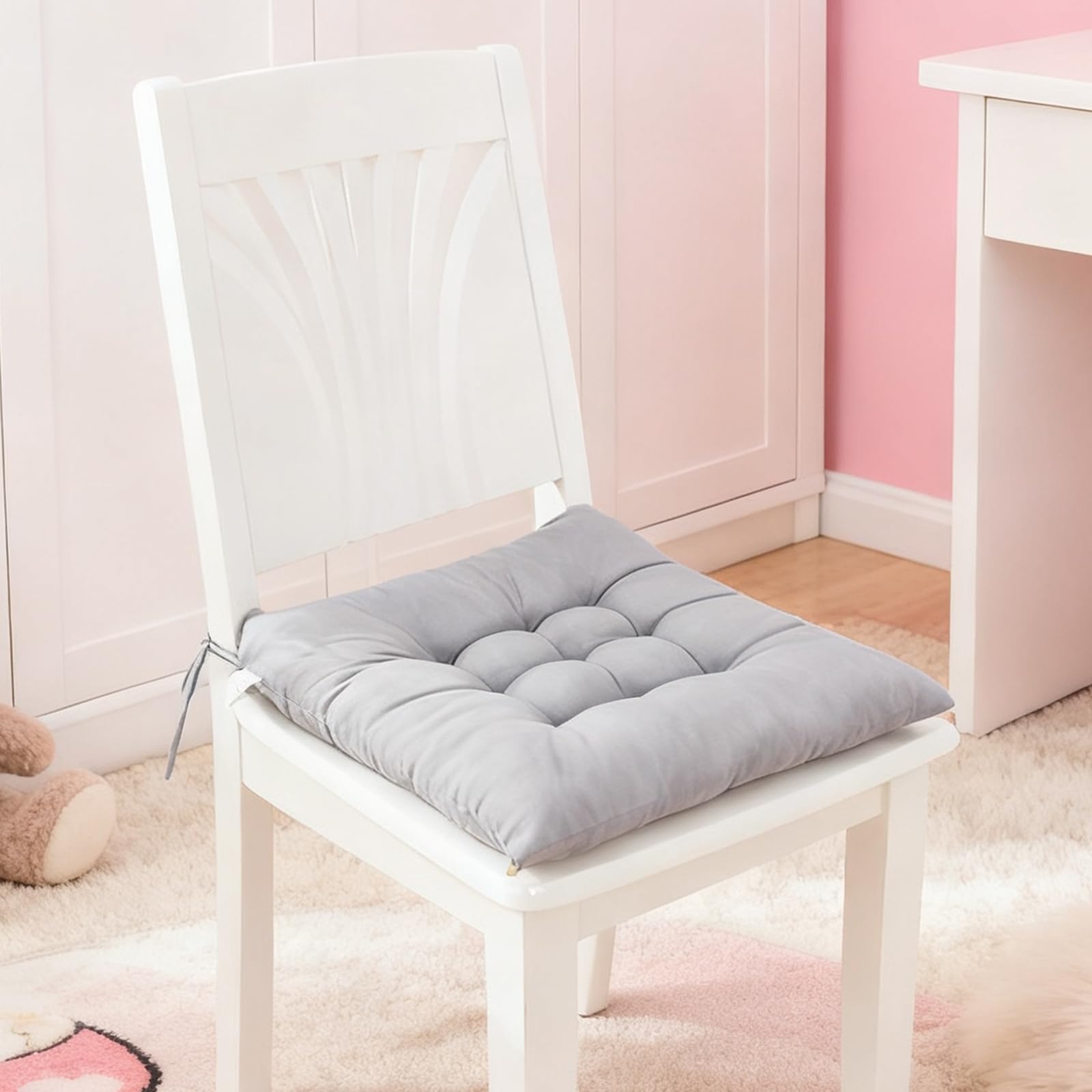 FARYODI Lot de 4 coussins de chaise confortables avec rubans, 40 x 40 cm, pour intérieur et extérieur, jardin, balcon, terrasse et salle à manger