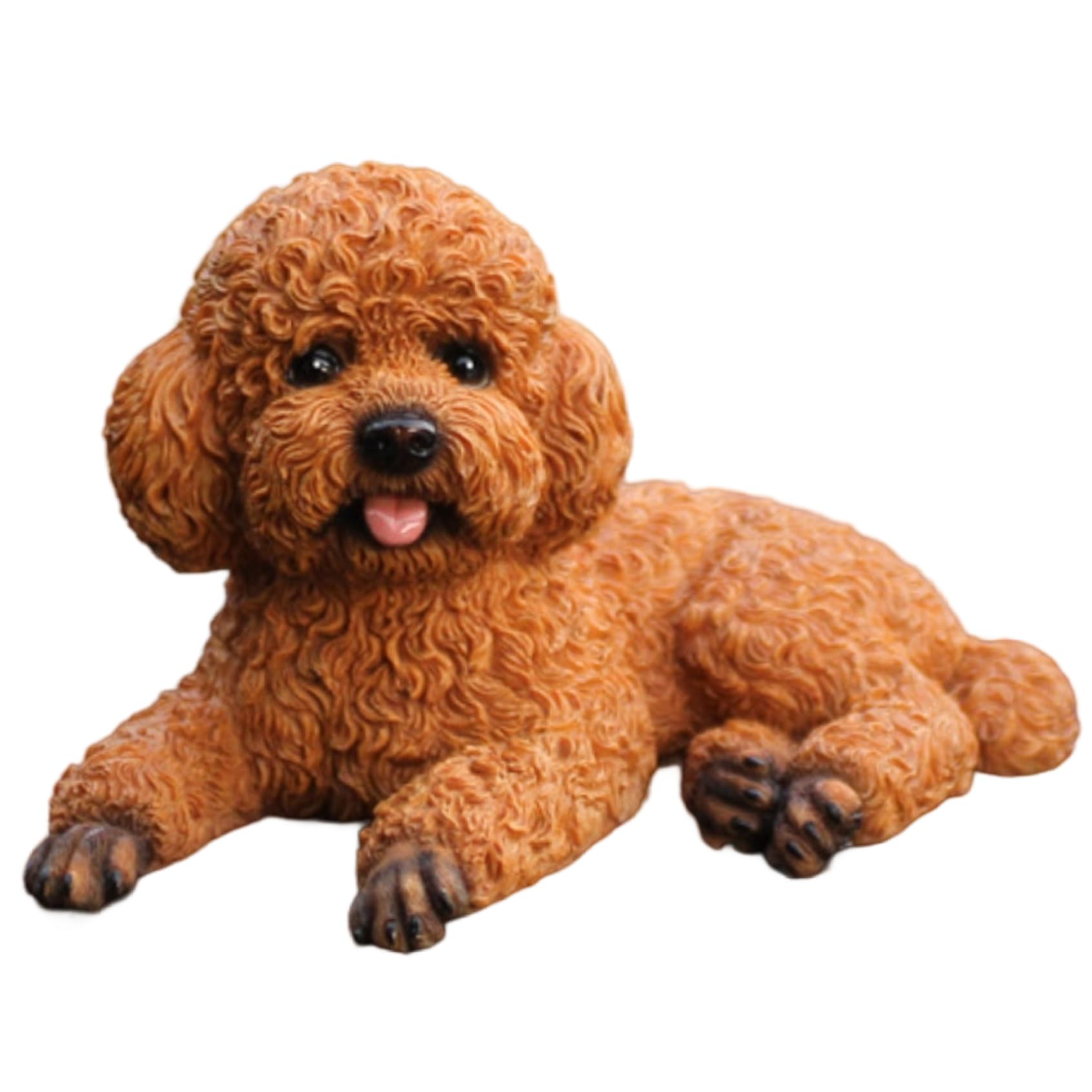Peosaard Brown Dog Decor, Dog Statue 5.5X3.2x3.4 Inch Realistic Lying Posture Teddy Figurines Adorable & Expressive Resin Decor For Car Dashboard, Home, Garden, Garden Statue