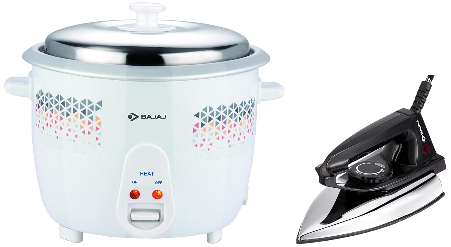 Buy Bajaj RCX 1.8 DLX Rice Cooker, 1.8 Litre, White & Bajaj DX2 600W