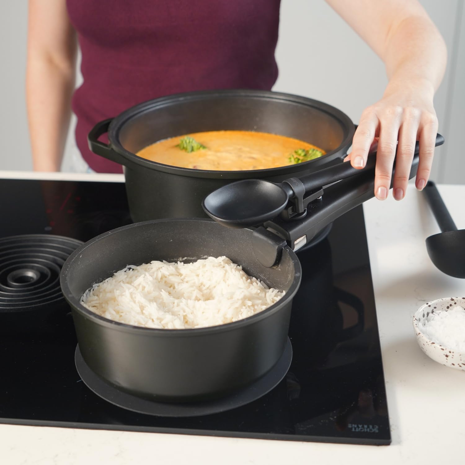 NoTouch Küchenutensilien Set 6-teilig, Silikon, Langlebig, Hygienisch, BPA-frei, Hitzebeständig bis 250°C, Geeignet für ClickGrip Griff, Schwarz