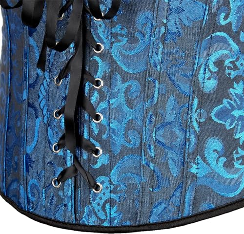 Image of Women's Lace up Gothic Jacquard Shoulder Straps Tank Overbust Shaper Corset Bustiers Top