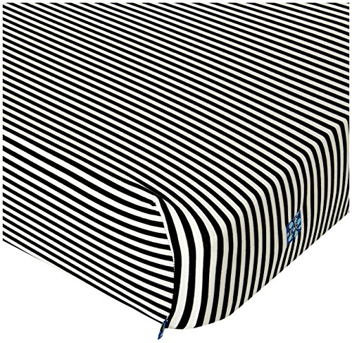 KicKee Pants Print Fitted Crib Sheet, Midnight/Natural Stripe