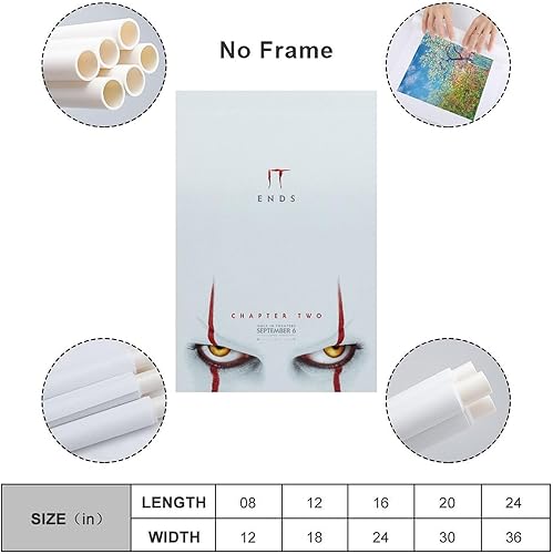Miniatura 2 de Póster de película de capítulo dos, póster de Pennywise The Clown, póster genial para dormitorio de chicos, impresiones artísticas en lienzo para