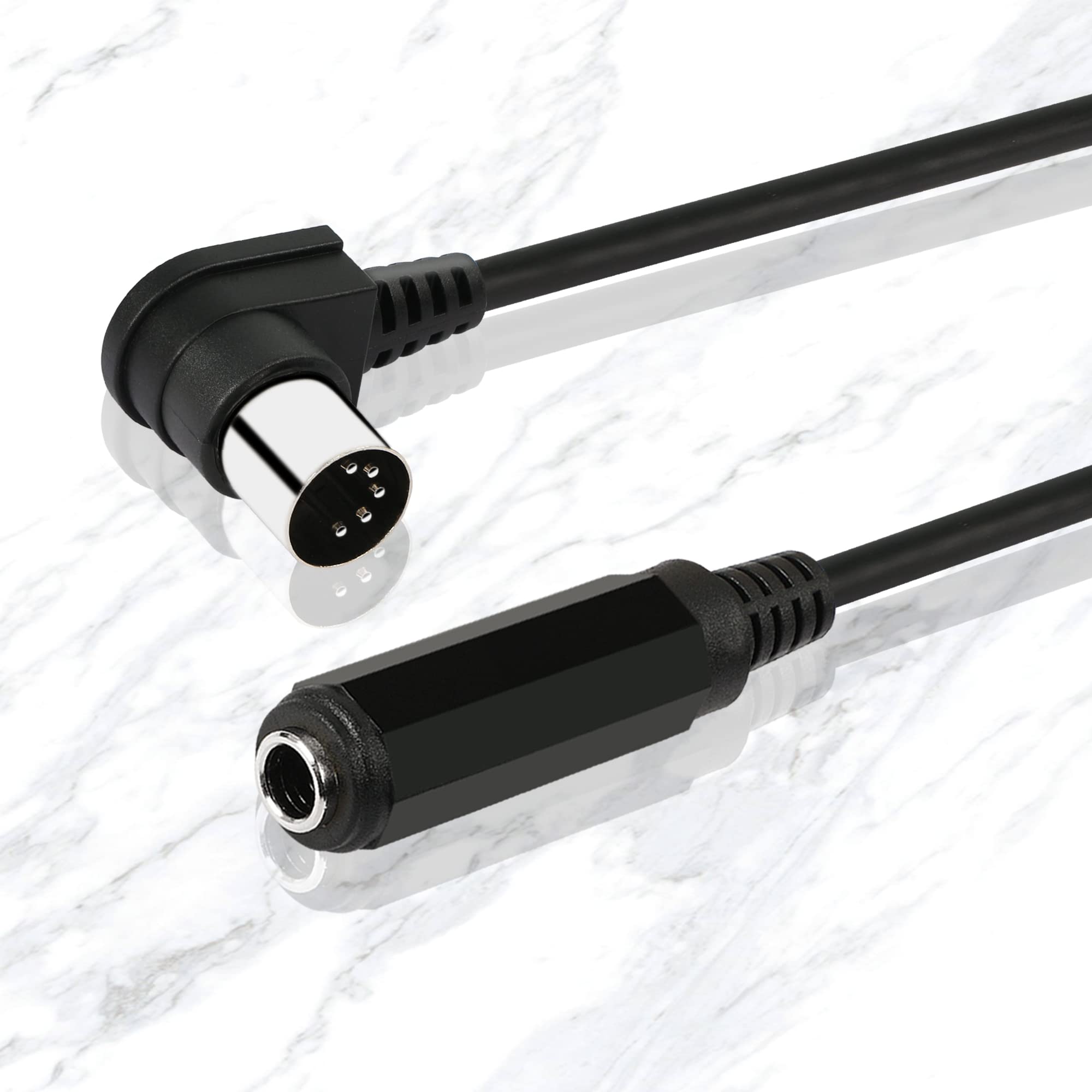 MIDI Cable DIN 5 Pin Male To 1/4 Inch TRS Stereo Right Angled - 1 Foot Length For Keyboards, Audio Interfaces 8 thumbnail image