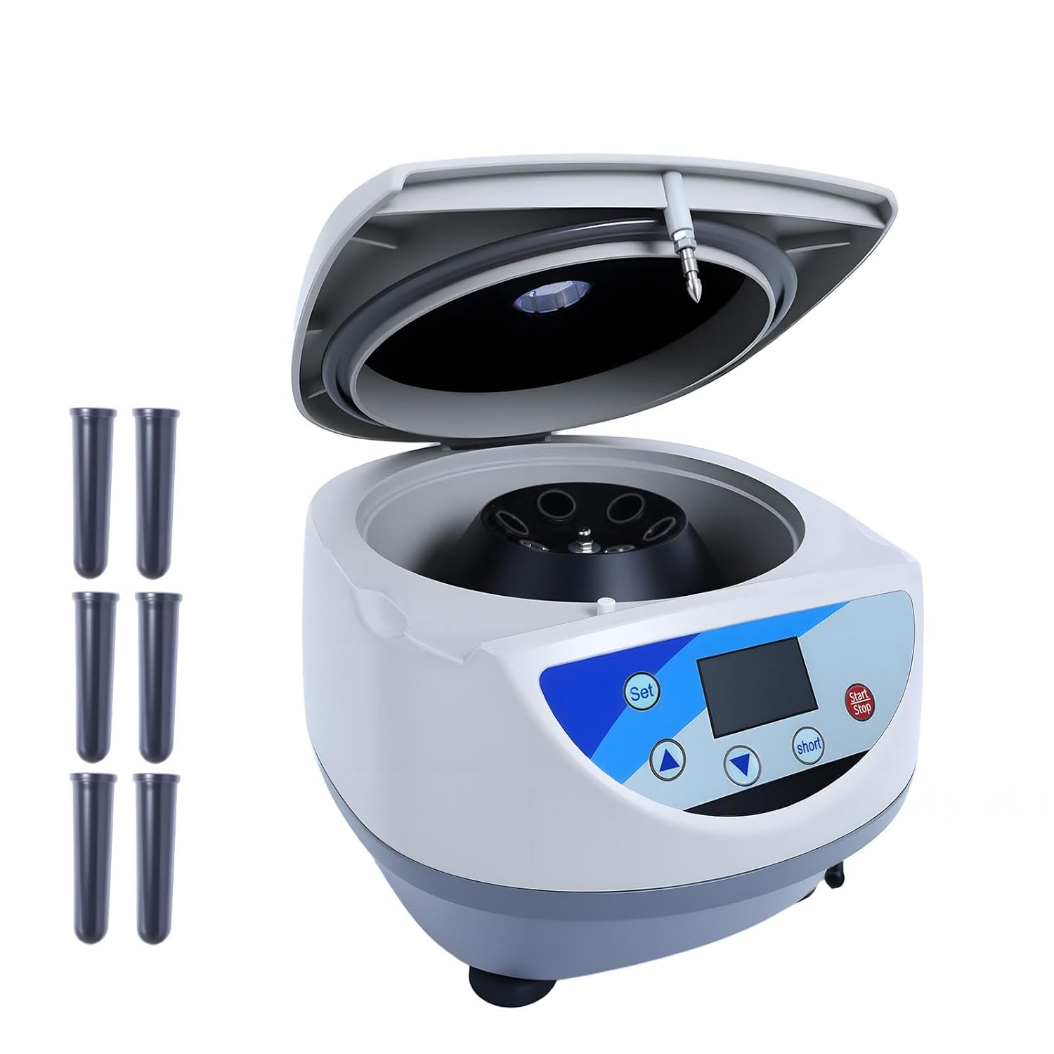 Digital Low Speed Centrifuge with 6 * 10/15ml Capacity, 5000rpm Max RCF 3074xg Low Speed Lab Centrifuge with Secure Lid-Lock 110-220V, Timer 10s-99min for Liquid Separation & Scientific Labs