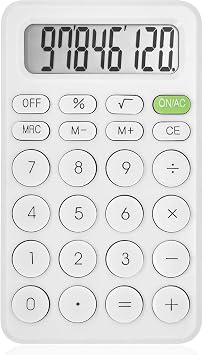 Cute Calculator, Basic Four Function for Teachers Students Basics Office, Small Handheld Calculators, 8 Digit with LCD Display, Sensitive Button, 5.53.2 inches White