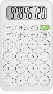 Cute Calculator, Basic Four Function for Teachers Students Basics Office, Small Handheld Calculators, 8 Digit with LCD Display, Sensitive Button, 5.5×3.2 inches White