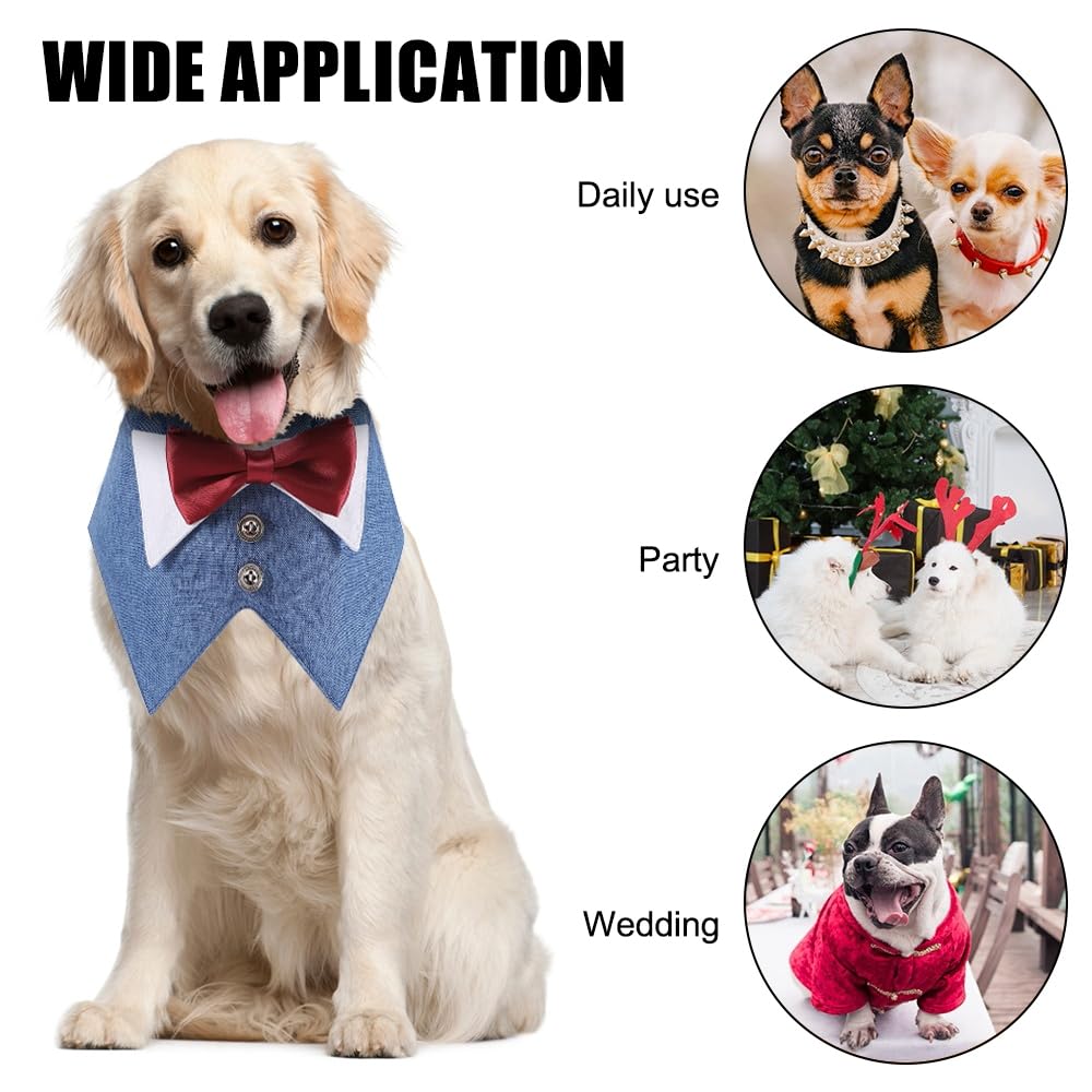 Bandana da Smoking per Cani, Collare Formale con Papillon Rosso per Cane di Piccola Media e Grande per Festa di Natale, Cosplay Matrimonio Compleanno Fidanzamento