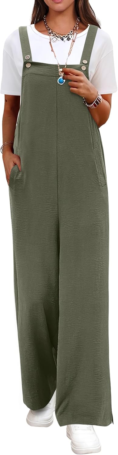 ANRABESS Overalls for Women 2026 Summer Casual Loose One Piece Outfits Baggy Wide Leg Jumpers Lightweight Comfy Rompers