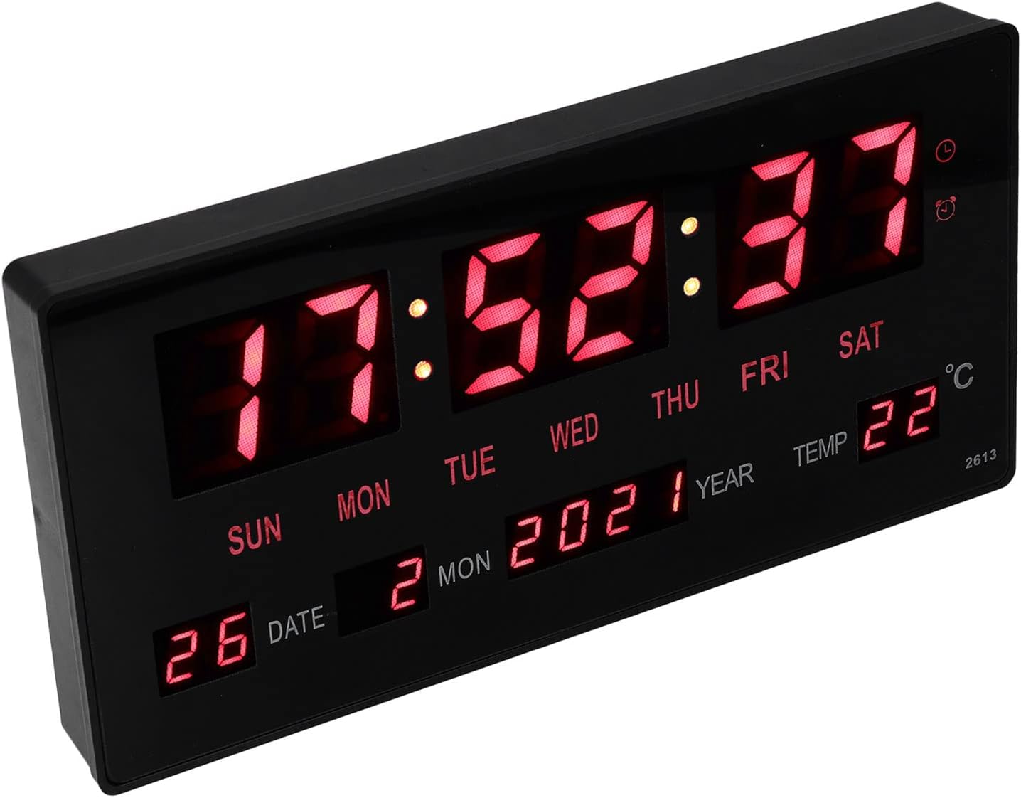 100-240v Electronic Calendar Clock Memory Indoor Plug and Play Led Digital Wall Clock for School (EU Plug)