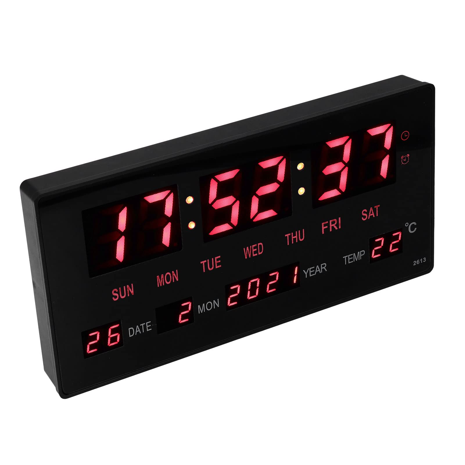 100-240v Electronic Calendar Clock Memory Indoor Plug and Play Led Digital Wall Clock for School (EU Plug)