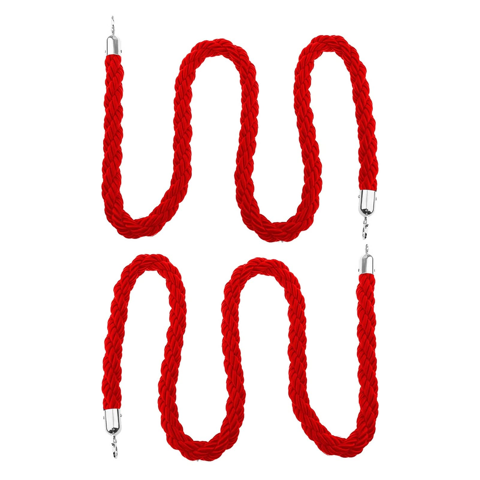 Guardrail rope， 2pcs Stanchion Twisted Rope, Hanging Braided Hemp Ropes Barrier for Crowd Control, Divider Opening Event Queue Line/(Red,5M/16.4Ft)