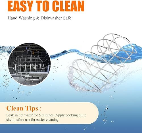 Miniatura 5 de DOLAMOTY Rejillas de costillas de barbacoa para ahumador y parrilla, estante de costillas de acero inoxidable para ahumar huevos verdes grandes y