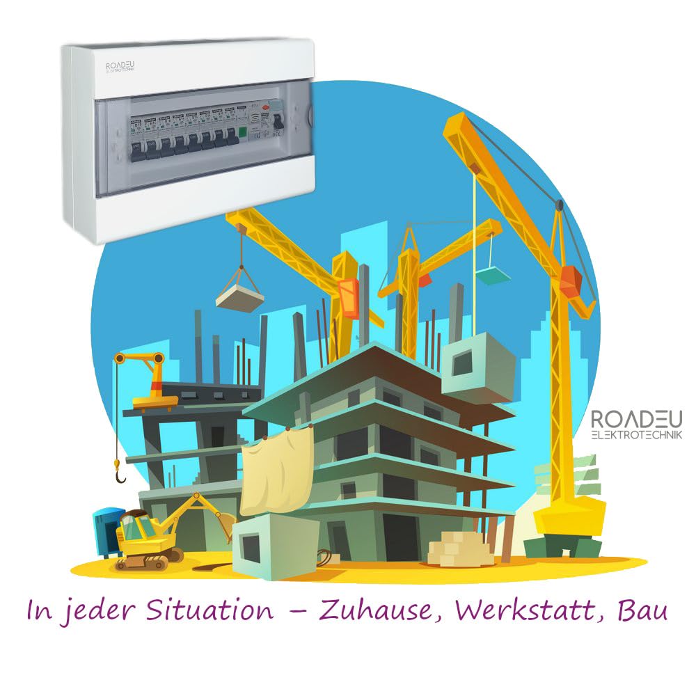 RoadEu - Cuadro eléctrico de la casa, totalmente cableado. Completo con interruptor diferencial 40A, fusible automático B16A, timbre y indicador LED. Para uso doméstico o en cobertizos o talleres