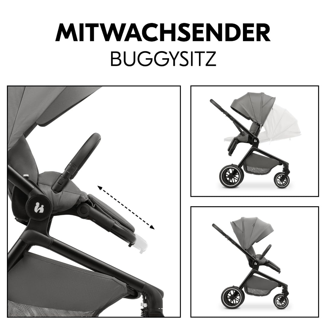 Hauck 3in1 Kinderwagen Set Move N Care mit Drive N Care Babyschale – Kombikinderwagen ab Geburt bis 22 kg mit Federung & wendbarer Sitzeinheit – Dark Grey