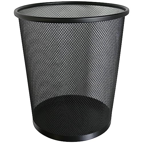 Ram 20L Circular Mesh Bin Office Home Garbage Can Bin For Bathrooms Kitchens Office Rooms Student (Black)