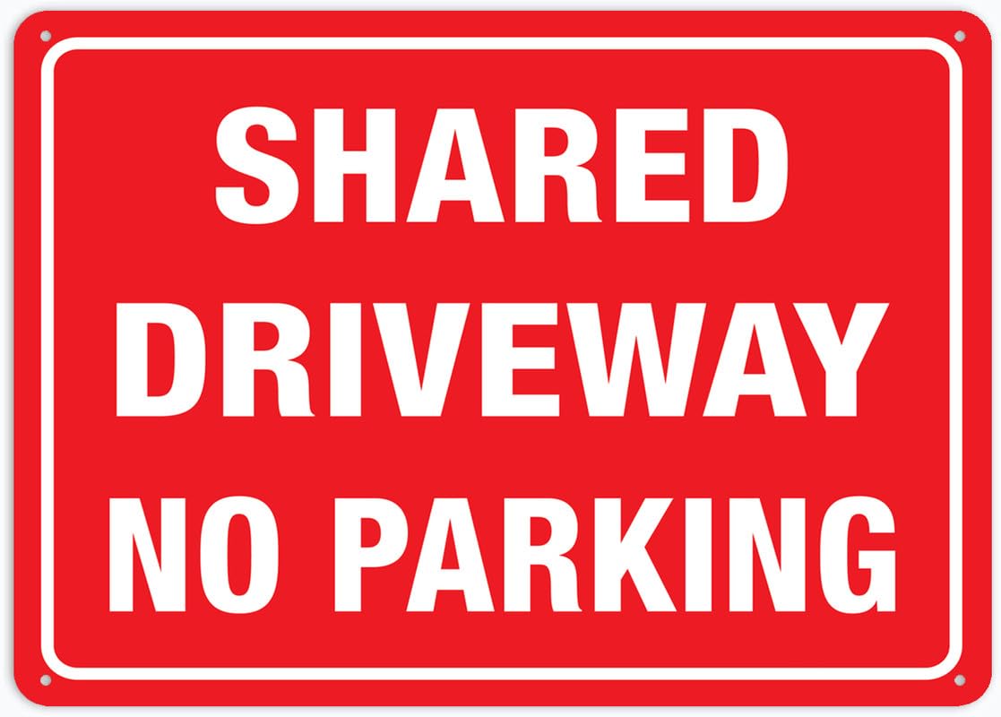 Shared Driveway No Parking Sign Warning Tin Sign Men Bedroom Garage Sign Wall Art Decor Parking Only Room Decor For Bedroom Iron Sign Poster 8X12Inch