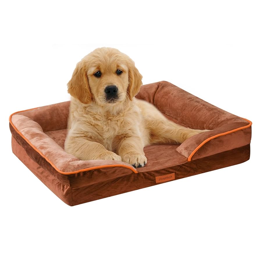 犬用ベッド・クッション ベージュとブラウン Amazon | EHEYCIGA 犬 ベッド ペット 犬用ベッド 洗える 防水 猫