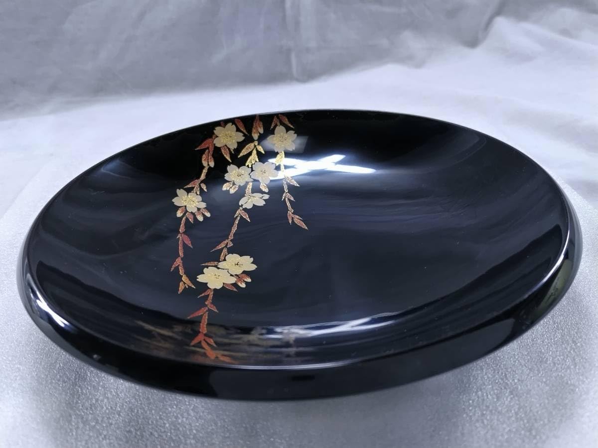 Amazon.co.jp: 勵龜枝垂れ桜菓子器菓子鉢蒔絵盛鉢漆器お盆丸盆漆