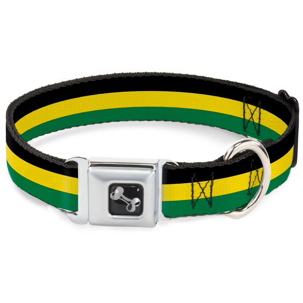 Collier de chien en nylon imprimé os et bandes colorées