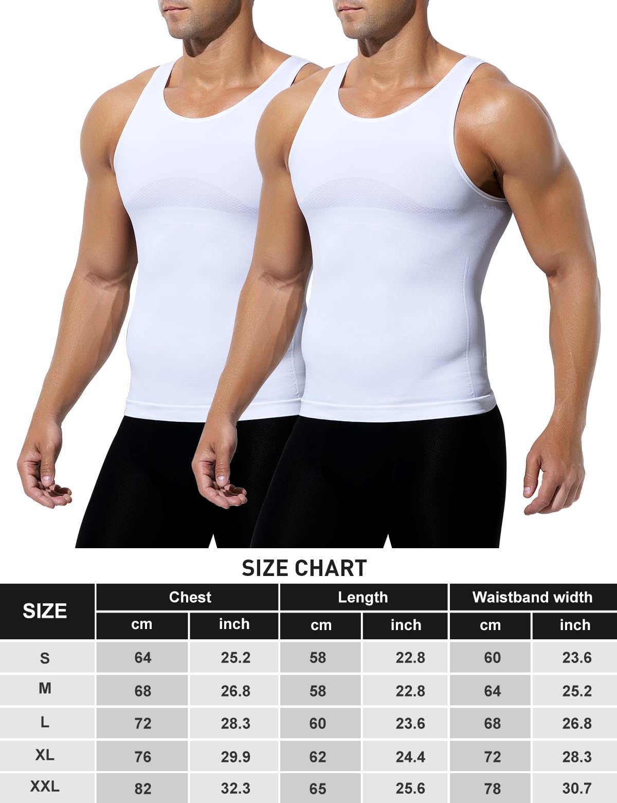 Arjen Kroos Gaine Ventre Plat Homme 2-Pack - T-Shirt de Compression Homme - Débardeur Compression Effet Sculpté Immédiat