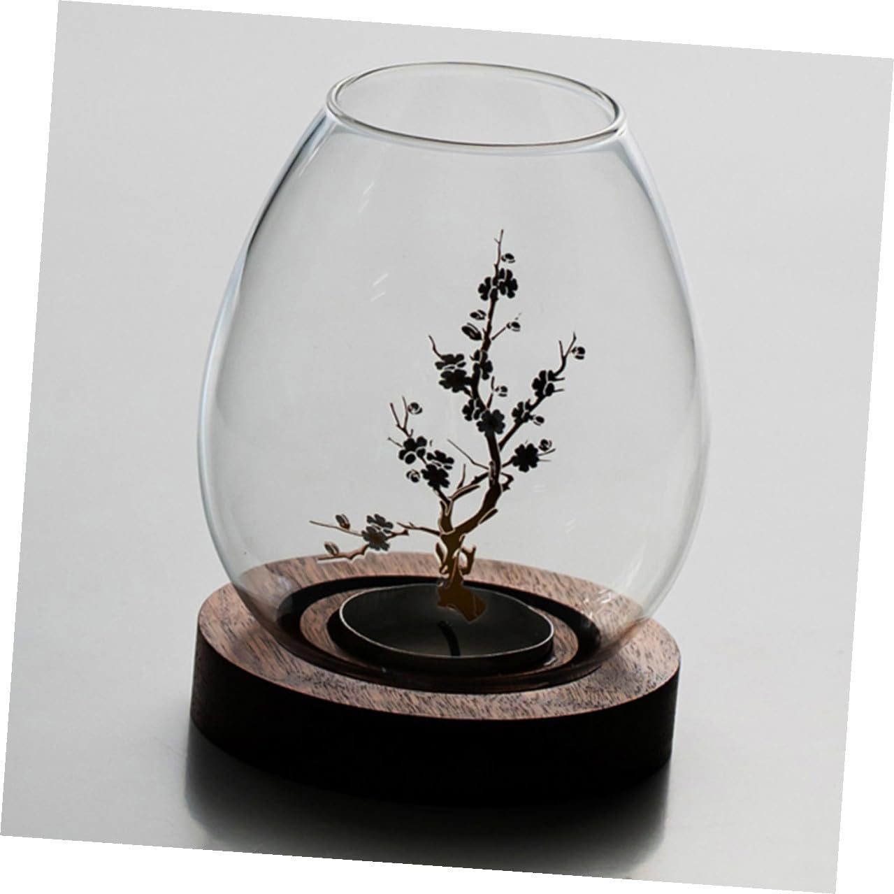 Cabilock Glass Candle Holder with Flower Pattern Glass Hurricane Candle Cover for Romantic Dinner and Home Décor