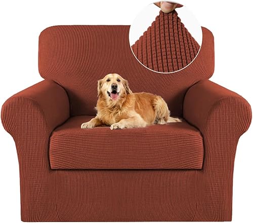 Vista 455 de Turquoize - Funda elástica para sofá de 2 piezas y 3 cojines, funda protectora lavable con elástico en la parte inferior, tela jacquard gruesa