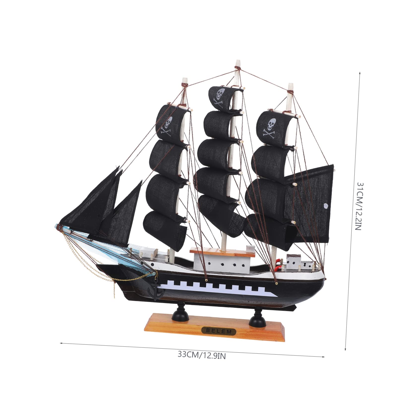 GALPADA Modello Nave Pirata in Legno Nero da 33cm per Ragazzo Ragazza