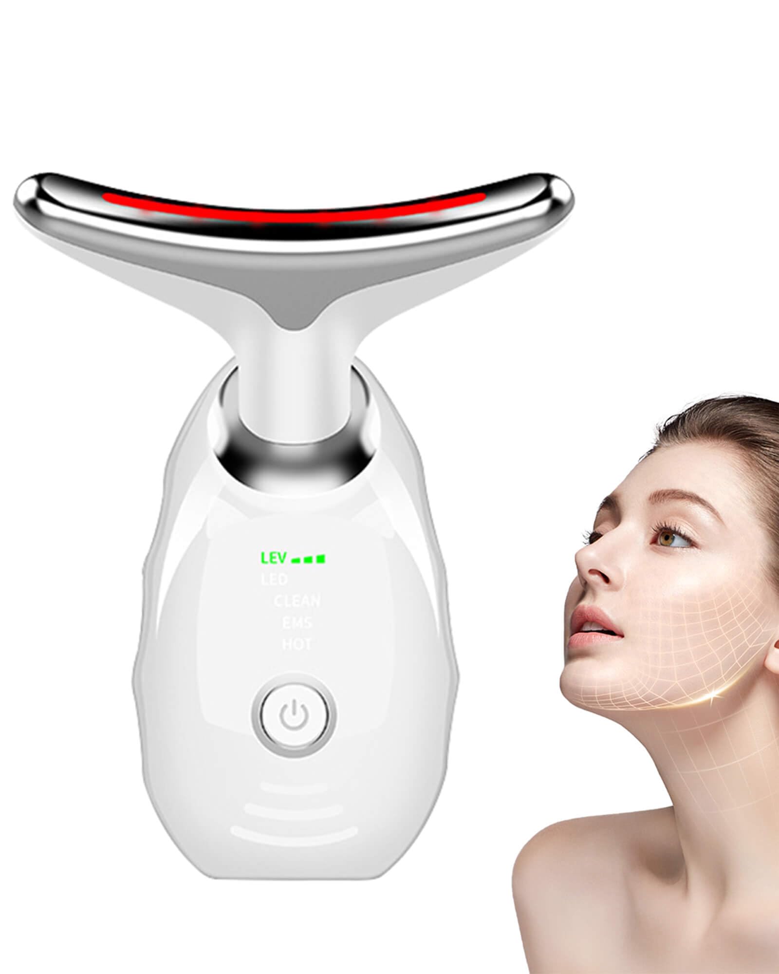 7-in-1 Facial &amp; Neck Massager | Vibrating Face Sculptor Wand with Heat &amp; LED Light for Skin Care, Toning &amp; Glow, Beauty Device Gift for Women