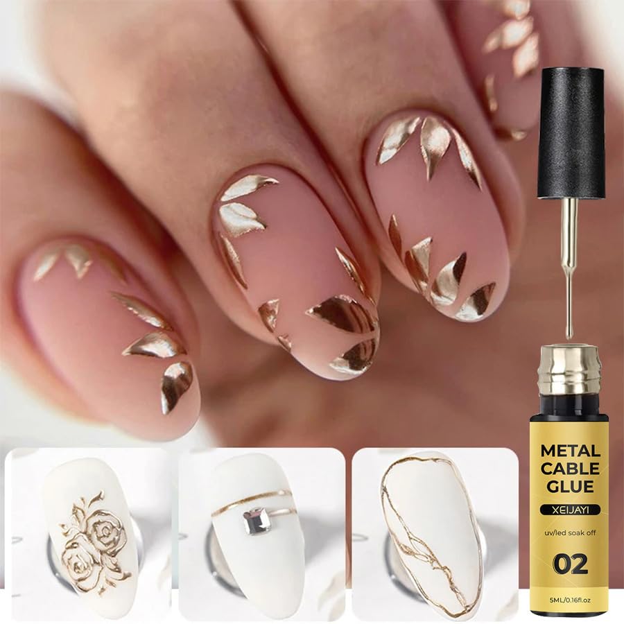 IMGDD Gold Metallic Nail Art Gel Liner Nail Polish, Chrome Mirror Effect Gel Nail Polish, for French Manicure Salon Home DIY Painted Drawing Painting Nail Paint Design