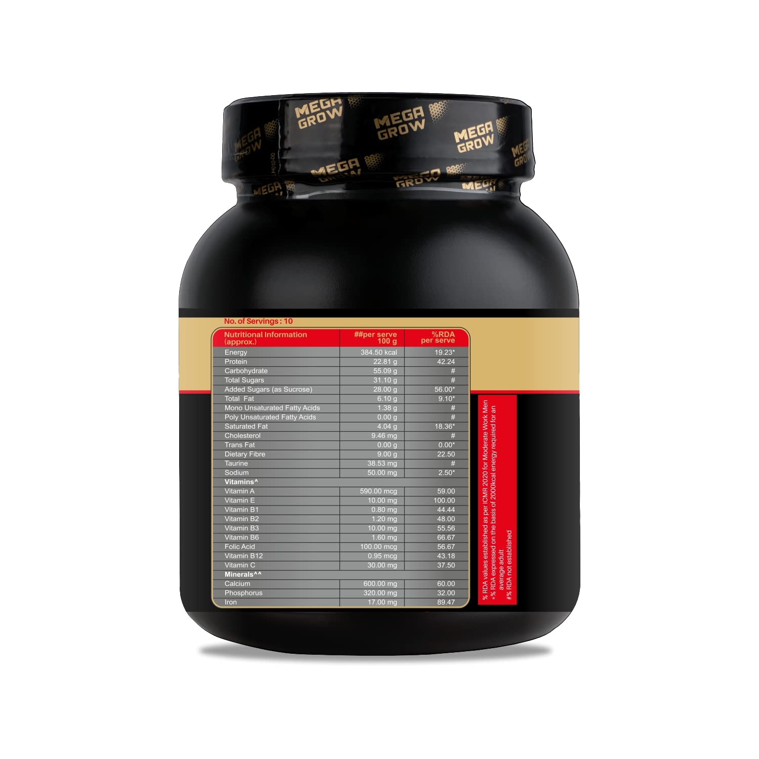 Megagrow Mass Gainer Whey Protein Powder 1Kg – 384.5 Kcal, 22.81g Protein, 9g Carbs | Advanced High-Calorie Weight Gainer for Muscle Growth, Size & Strength | Chocolate Flavour | For Men & Women 1