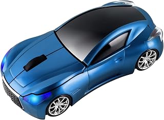 CHUYI Cool Car Shaped Wireless Mouse 1600DPI Portable Small Cordless Mice with USB Receiver for Travel Office Business School Home Gift (Pearl Blue)