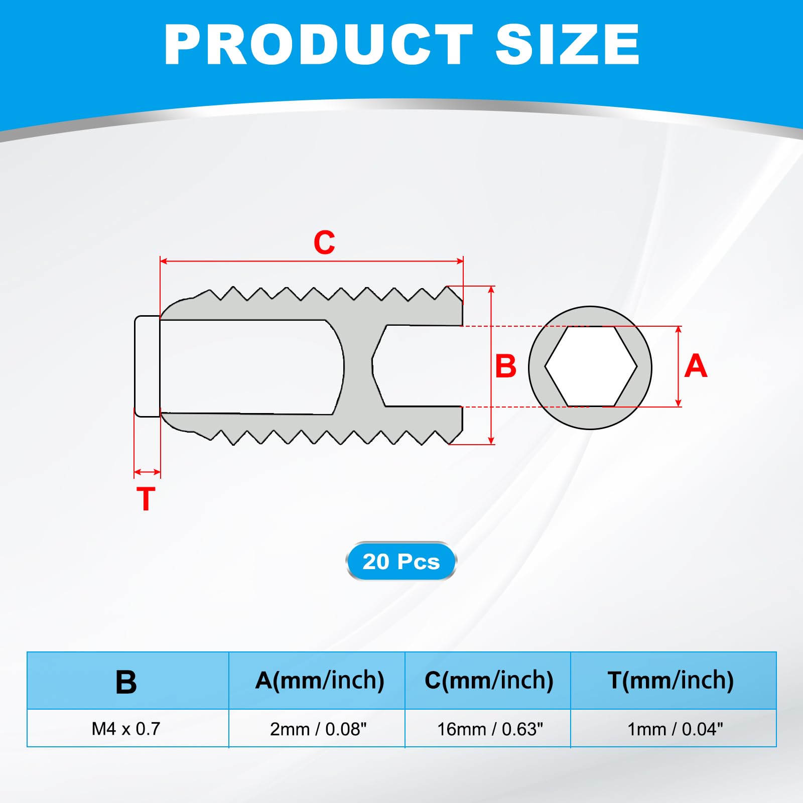PATIKIL M4x16mm Nylon Tip Grub Screw - Image 2