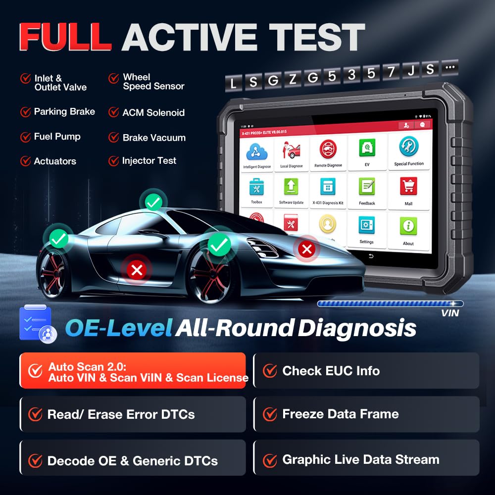 LAUNCH X431 PRO3S+ Elite SmartlinkC OBD2 Herramienta Diagnosis Coche en Español con Sistema Completo, Bidireccional Diagnóstico, 60+ Reinicio ECU Codificación FCA OE Topológico CANFD/DOIP/J2534