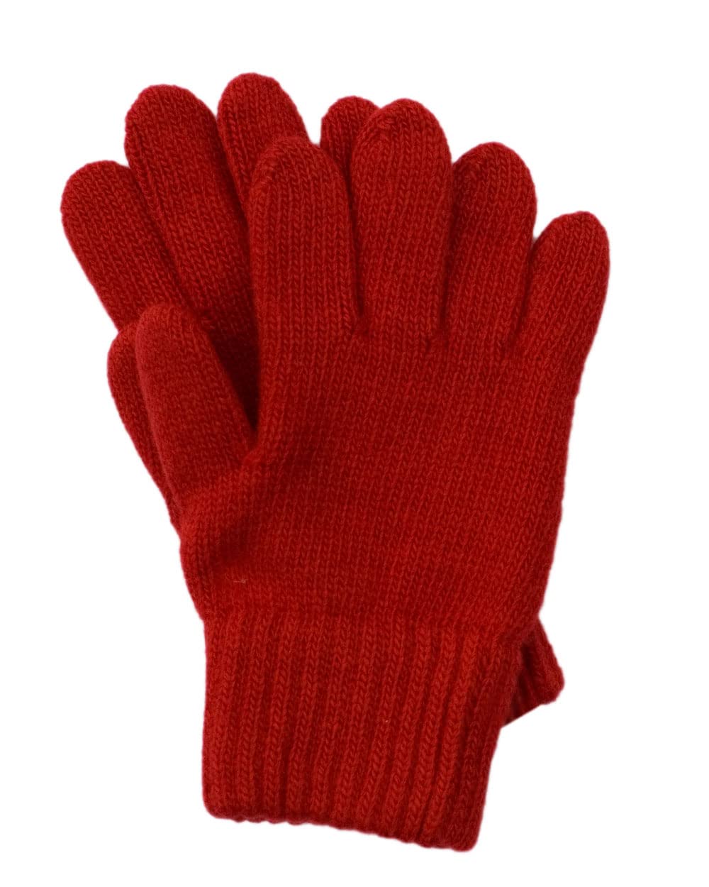 Fosternatur Red Children's Finger Gloves/Knitted Gloves/Wool Gloves, 100% Wool (Merino), Small