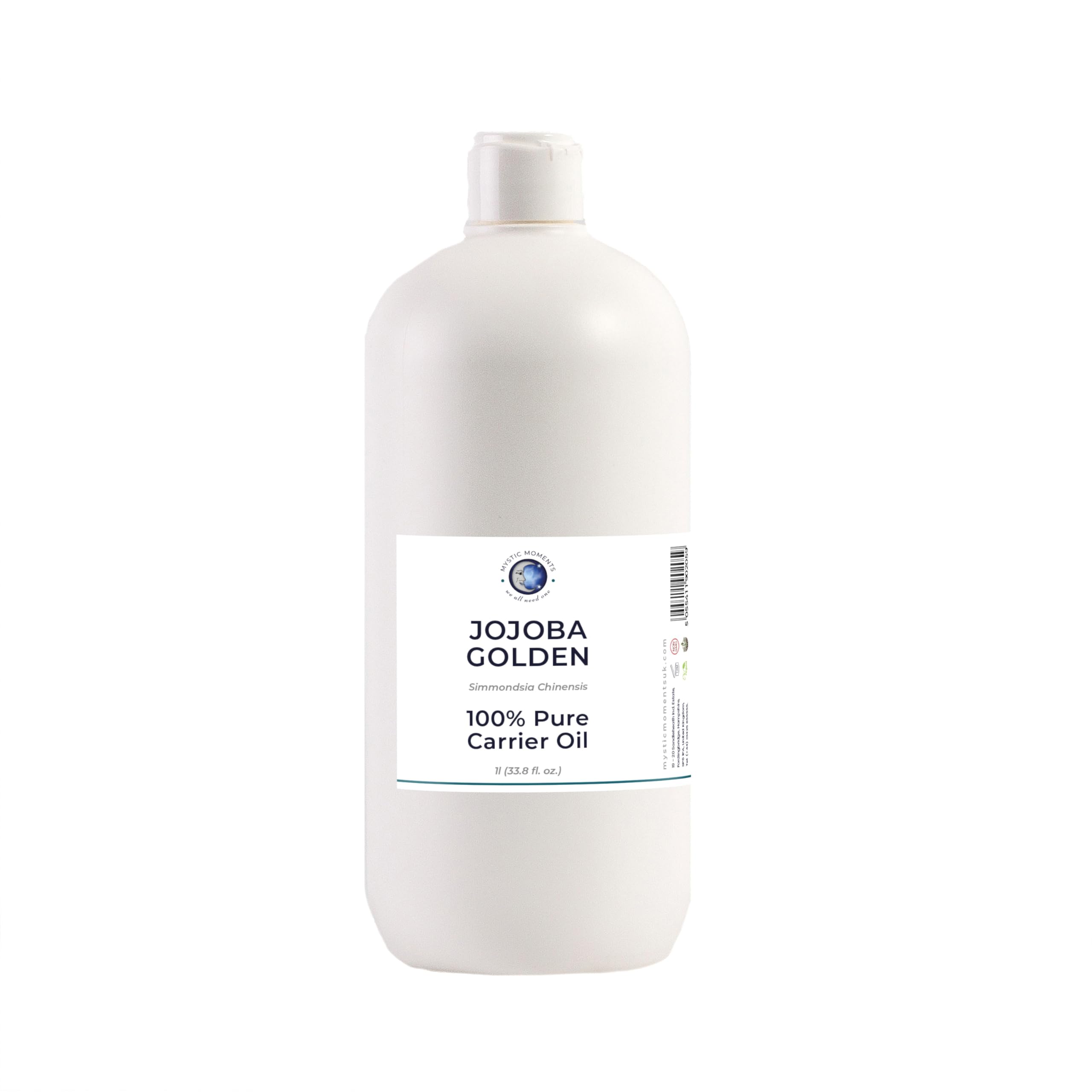 Mystic Moments| Jojoba Golden Carrier Oil 1 Litre | Organic Simmondsia Chinensis | Deep Moisture Skin Nourishment | Natural Hair & Beard Conditioning Treatment