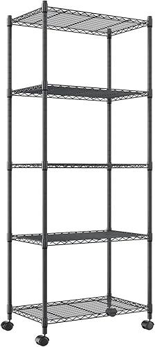 Miniatura 1 de Estantes de almacenamiento (negro, 5 estantes) Estante familiar de 5 capas, estante vertical de combinación libre, cocina, dormitorio, garaje,