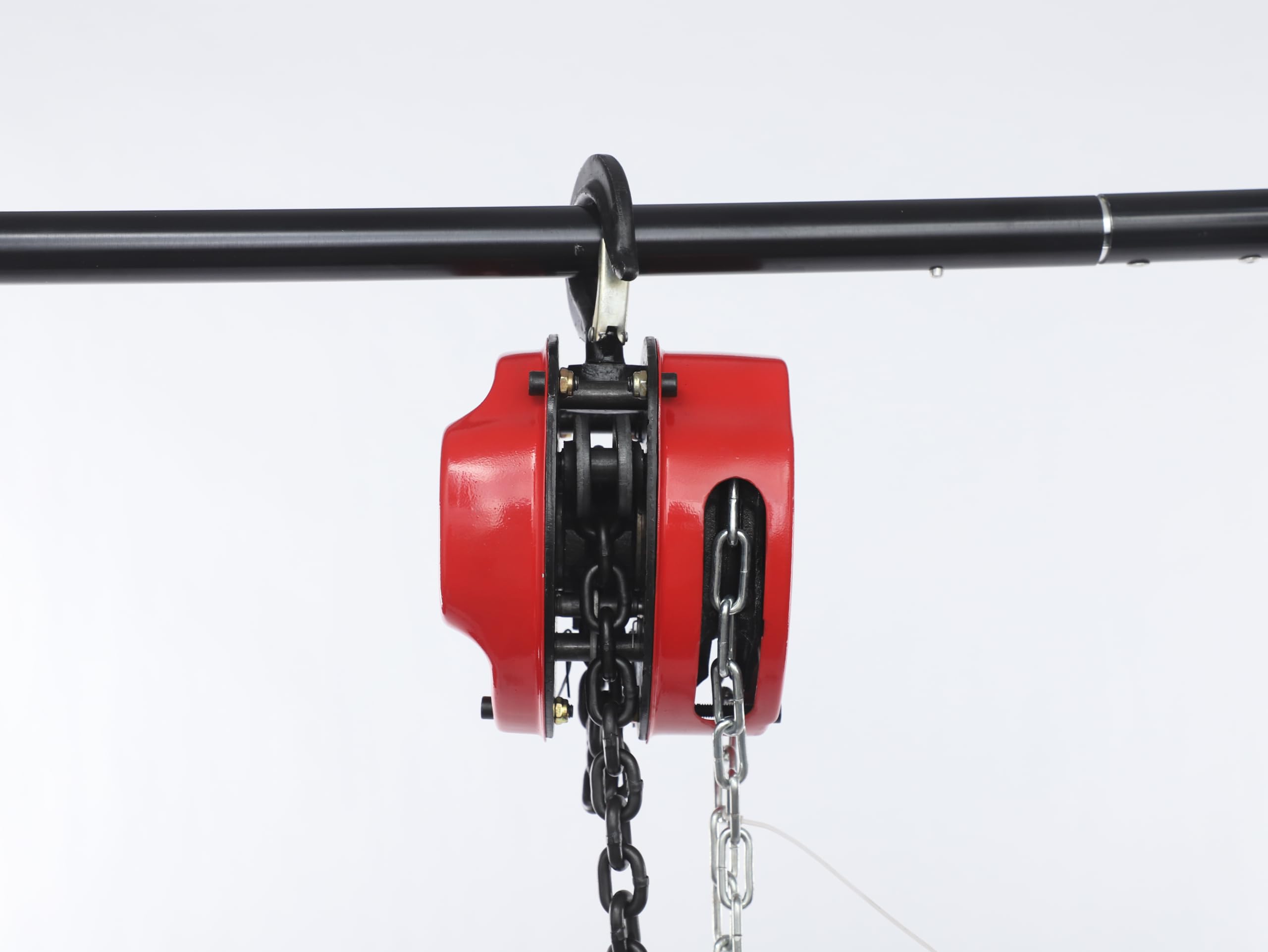 Paranco a catena da 1 T, con gancio girevole a 360°, altezza di sollevamento 6 m, con catena G80, sollevamento manuale, fino a 1000 kg, portatile, per cantieri, garage o officina (rosso)