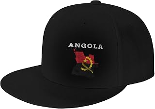 Angola Map Flag Classic Unisex Sun Hat with Flat Brim - Adjustable and Stylish for Outdoor Adventures! Black