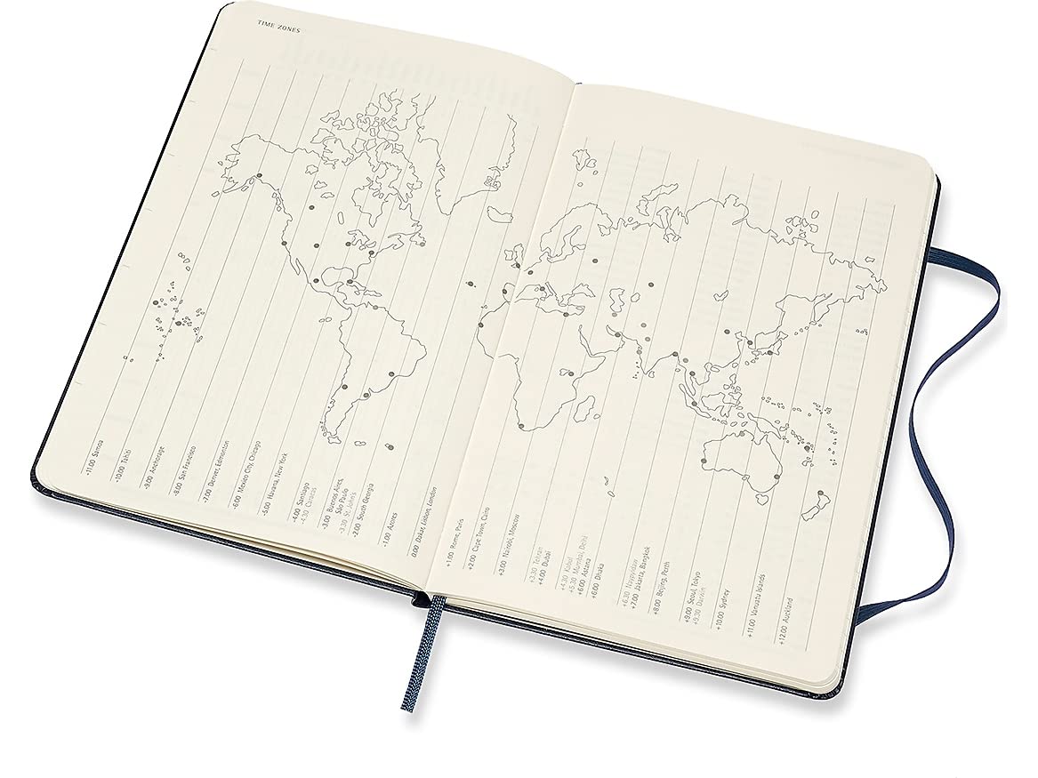Moleskine Agenda Semainier 2022, Agenda Planner 12 Mois et Carnet de Notes Hebdomadaire avec Couverture Rigide, Grand Format 13 x 21 cm, Bleu Saphir, 144 Pages