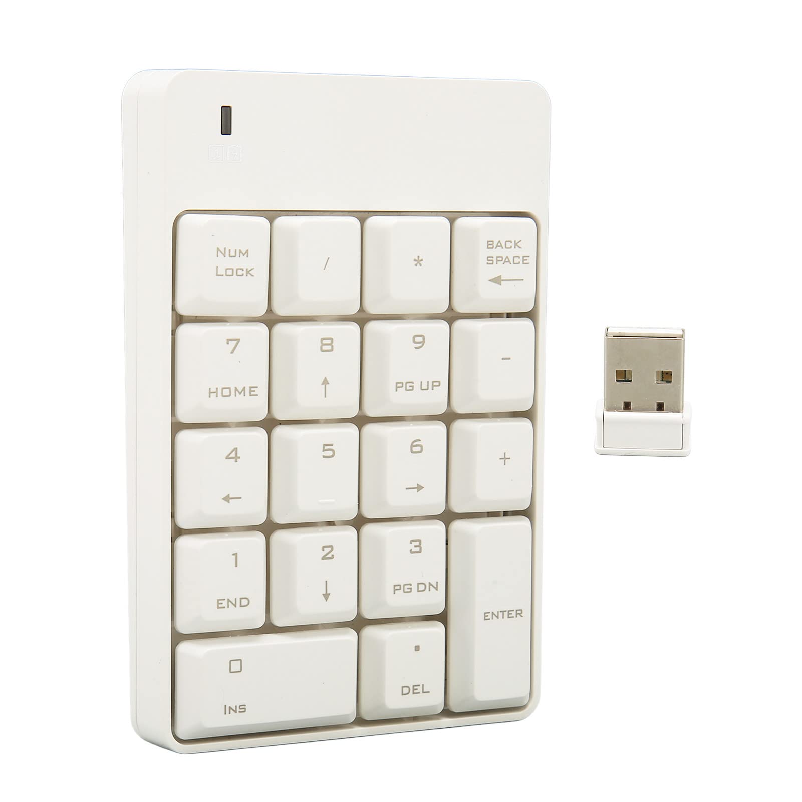 Numeric Keypad, 18 Keys USB Number Pads Portable 2.4 GHz Financial Accounting Number Keyboard for Laptop, Desktop, Home Work Office (White)