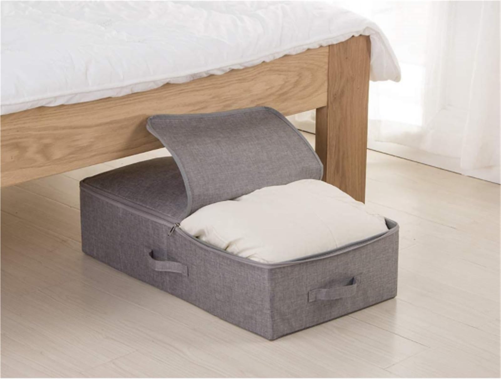 Bolsas Almacenaje Ropa Caja De Almacenamiento Plegable con Cubierta De Doble Cremallera Debajo De La Cama Cesta De Almacenamiento De Ropa Organizador Armario para Edredones(G)