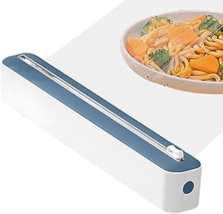 Dispensador de envoltorios – Soporte dispensador de papel de aluminio con cortador integrado | Dispensador de rollos de papel de aluminio para alimentos | Película adhesiva y organizador de rollos de