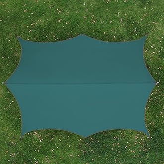 16.5*14FT Outdoor Camping Tent Tarps, 6-Layer Thicken Octagon Vinyl Canopy, Beach Sunshade Sun Shelters Patio Awning Lawn & Garden Canopy, Picnic Camping & Hiking Equipment ((Green 5.0 * 4.3 * 2.4M)