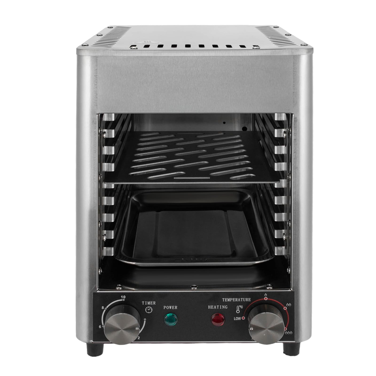 Electric Steak Grill with 9 Grill Slots, Silver Steak Grill Oven, 1700W Commercial Steak Stove with Timer, Portable Electric Steak Stove for Cooking Steak, Chicken, Seafood