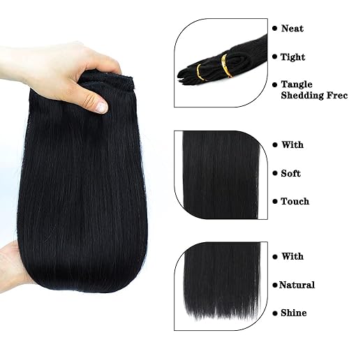 Miniatura 5 de Extensiones de cabello humano real con broches, para mujeres negras, 4.23 onzas, 100% cabello humano con clip, 8 piezas de doble trama, hechas a