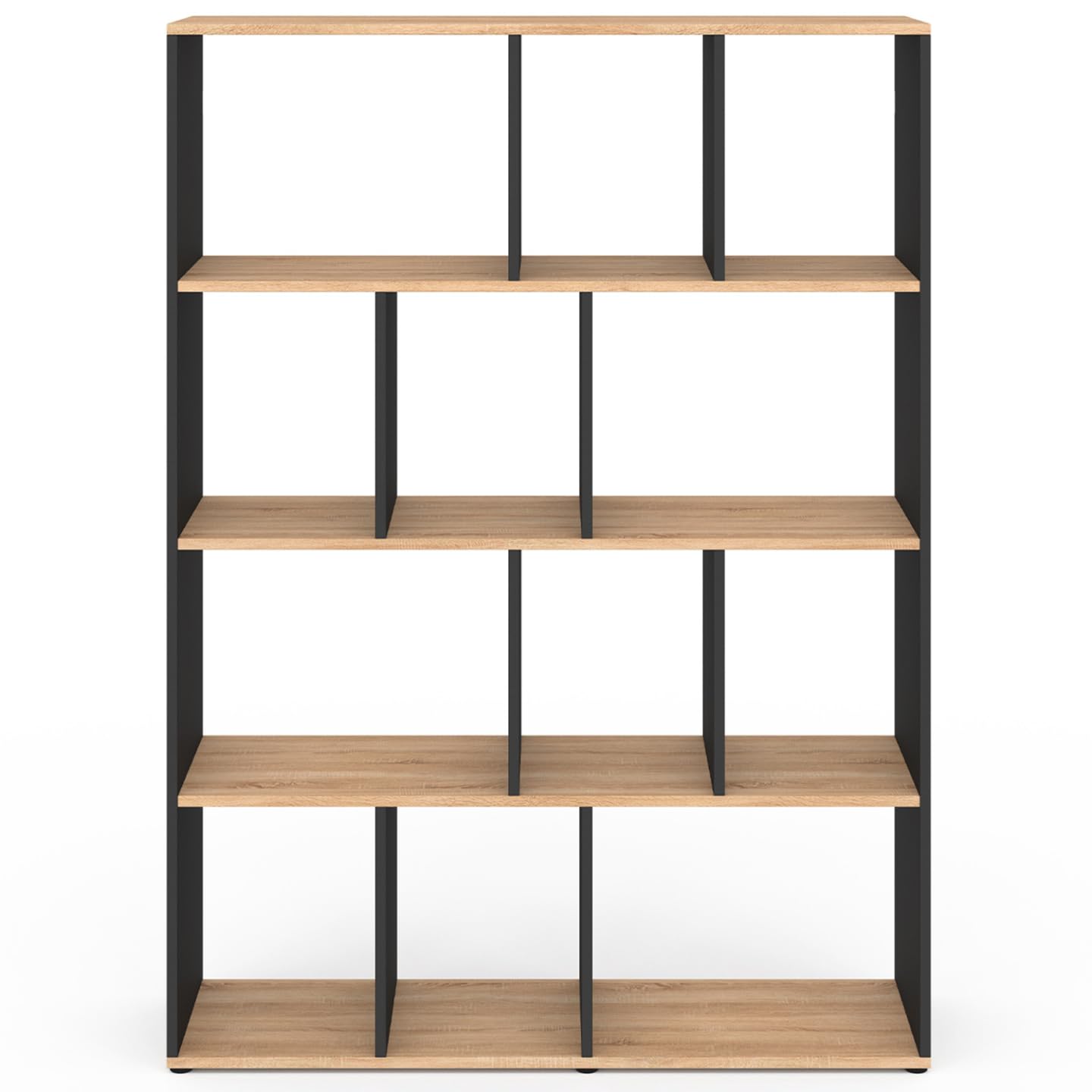 IDMarket - Etagère bibliothèque JENA 4 Niveaux Noir et Effet Bois 143 cm
