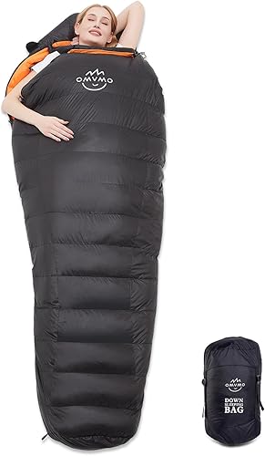 Saco de dormir de plumón de pato de 15F y 10F para adultos, potencia de relleno de 650, ultraligero para 4 estaciones, saco de dormir rectangular