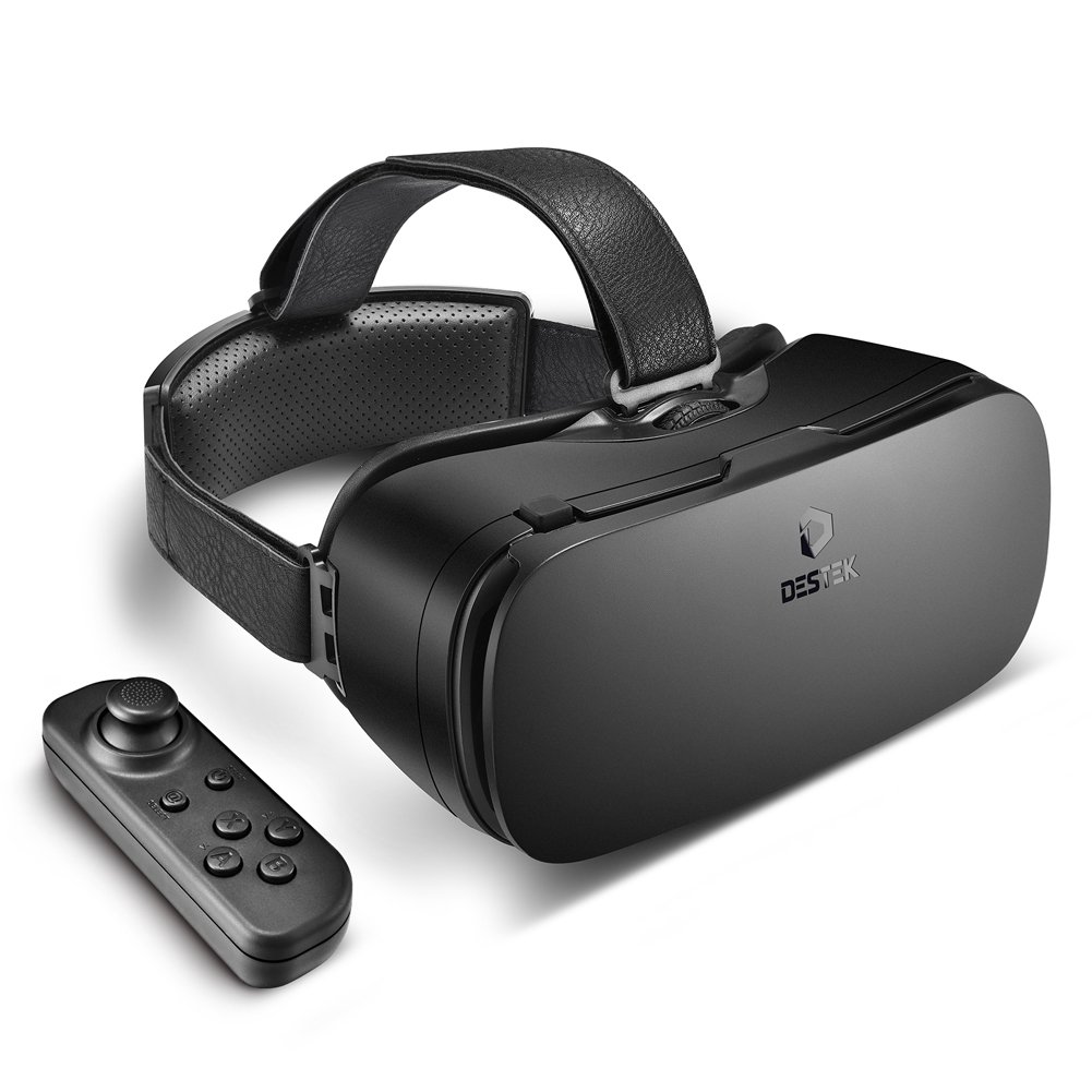 DESTEK V4 VR Casco, 103° FOV, HD Occhiali di realtà virtuale con controller per con iPhone X 8 7 6s 6/plus Samsung s6,s7,s8,s9 plus Note 8 telefoni con cellulare che vanno da 4.5 a 6 pollici