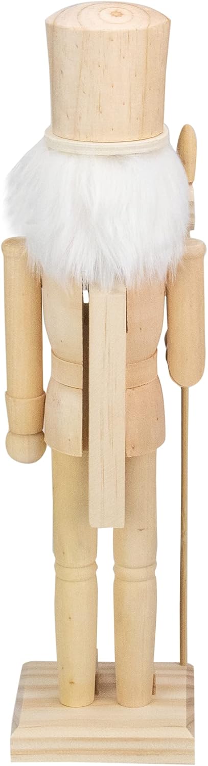 15" Unfinished Paintable Wooden Christmas Nutcracker with Scepter